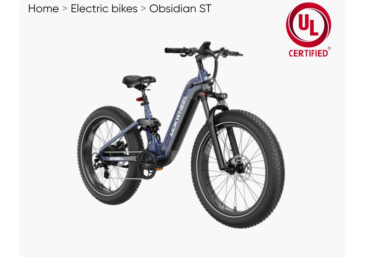 Obsidian ST( Full Suspension ) Power Station E-Bike includes Front/Back Fenders + A *Free* Deluxe 10 Accessory Pack! ( A $699 Value )