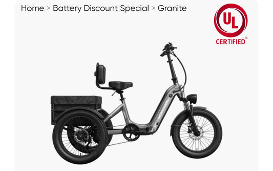 Granite ( Folding 3 Wheeled ) Power Station E-Trike - Includes Fenders and Rear Basket + A *Free* Deluxe 10 Accessory Pack! ( A $699 Value )